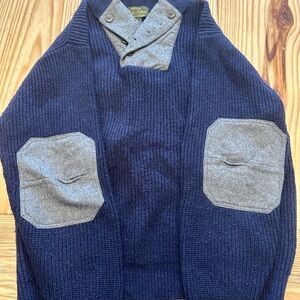 Orvis Men's Navy Cardigan with Charcoal Accents